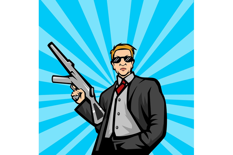 gangster-with-machine-gun-pop-art-style-vector-illustration