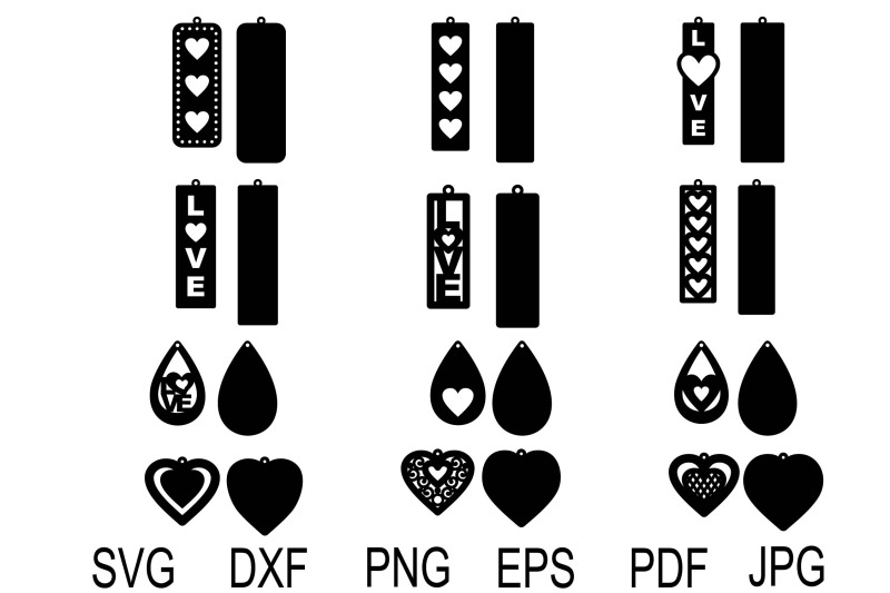 Heart Earring SVG, Valentine Earrings, Earrings Template, Earrings svg