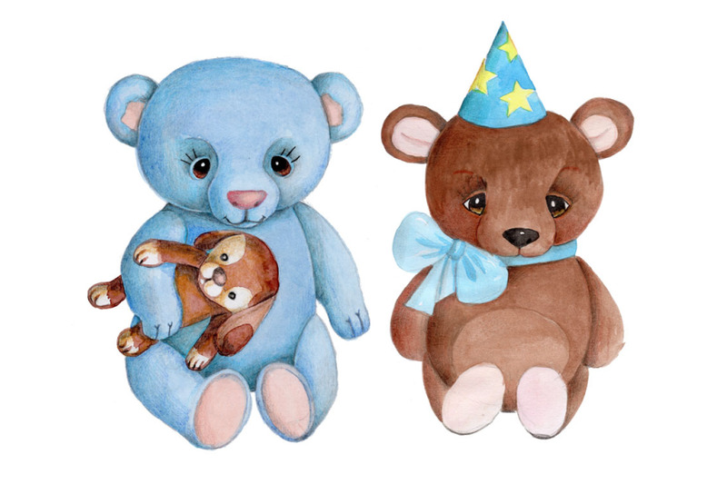 new-set-of-teddy-bears-watercolor