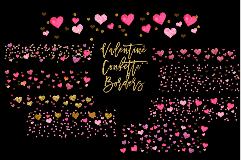 valentine-pink-watercolor-hearts-borders-clipart-vday-frame-clipart