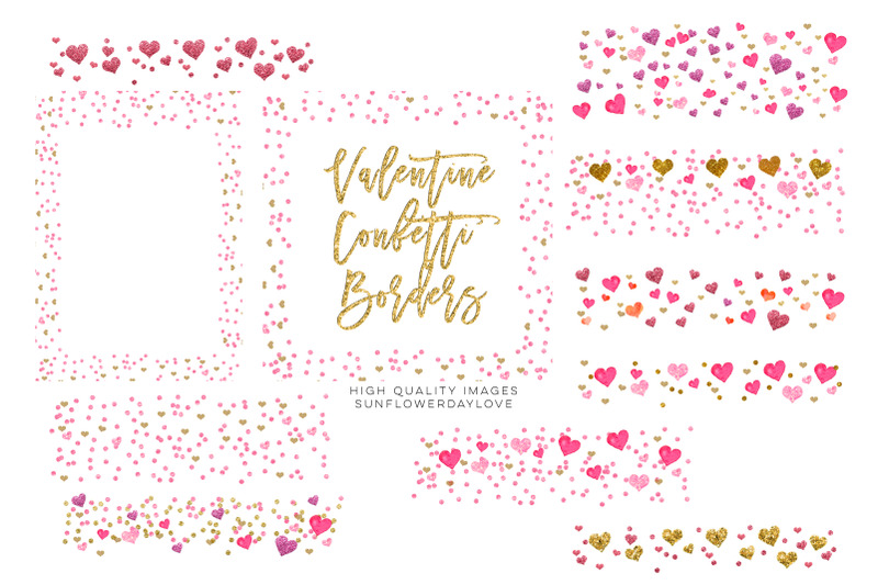 valentine-pink-watercolor-hearts-borders-clipart-vday-frame-clipart