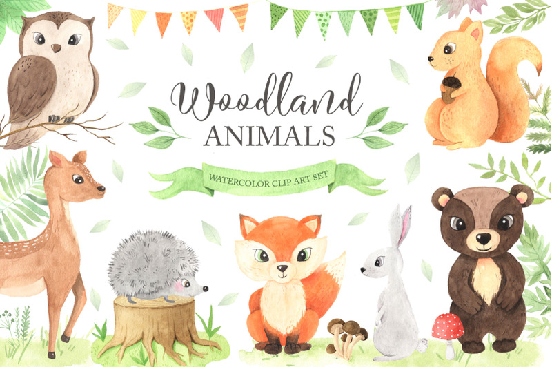 watercolor-woodland-animals-set