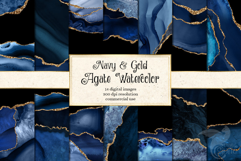 navy-and-gold-agate-watercolor-textures