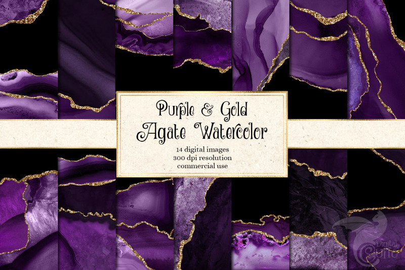purple-and-gold-agate-watercolor-textures