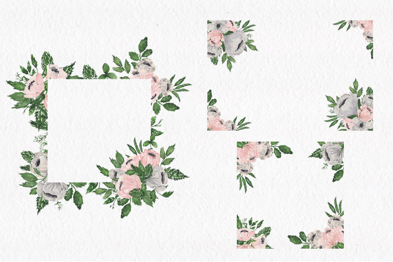 gray-and-pink-blooming-watercolour-clipart-collection