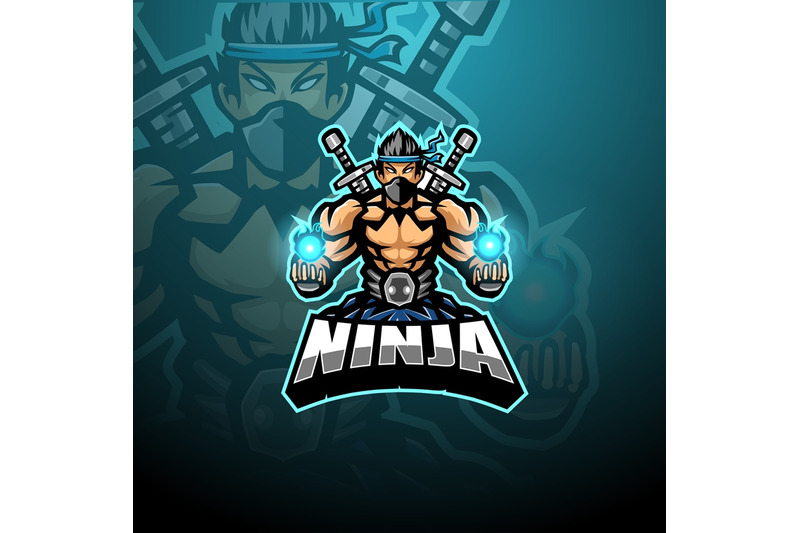 Ninja esport mascot logo design By Visink | TheHungryJPEG.com