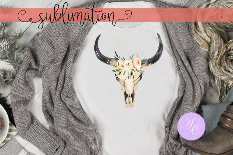 boho-cow-skull-with-handpainted-watercolor-flowers