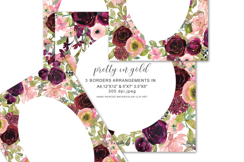 blush-burgundy-and-gold-flowers-watercolor-border-arrangements