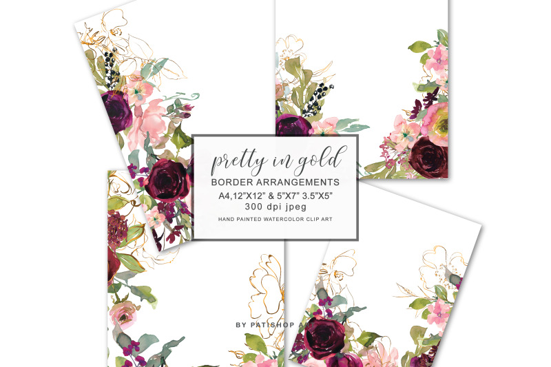 blush-burgundy-and-gold-flowers-watercolor-border-arrangements