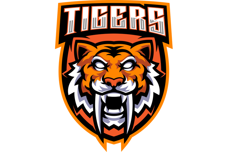 Tiger head esport mascot logo design By Visink | TheHungryJPEG