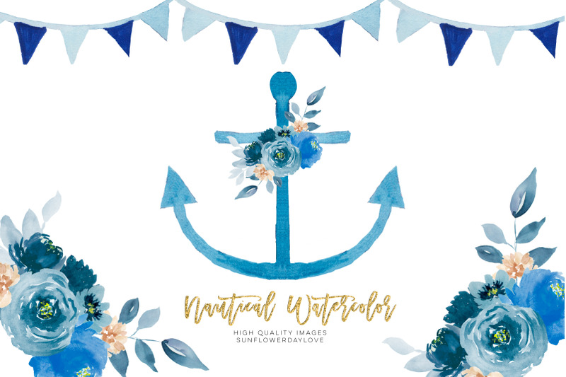 nautical-watercolor-set-clipart-boat-clip-art-navy-blue-compass