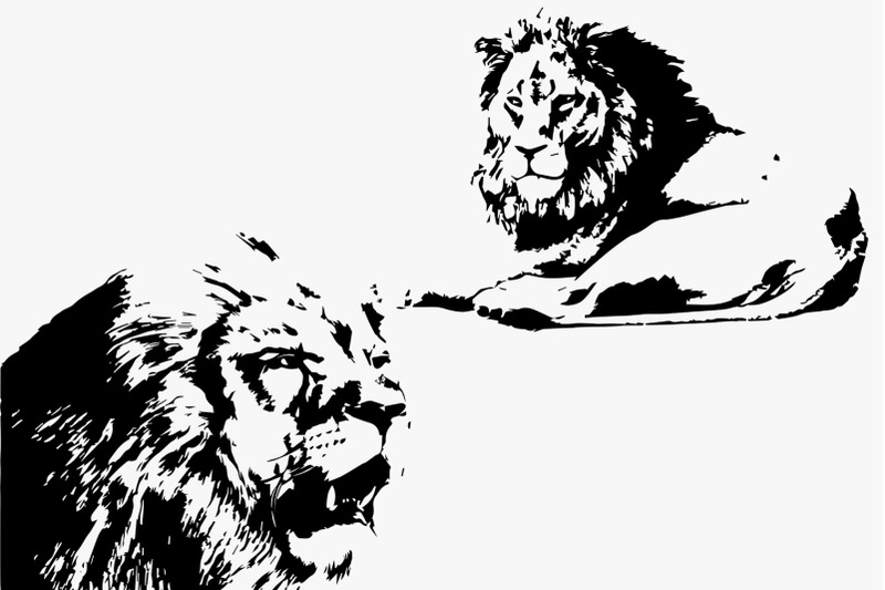 hand-drawn-lions-vector