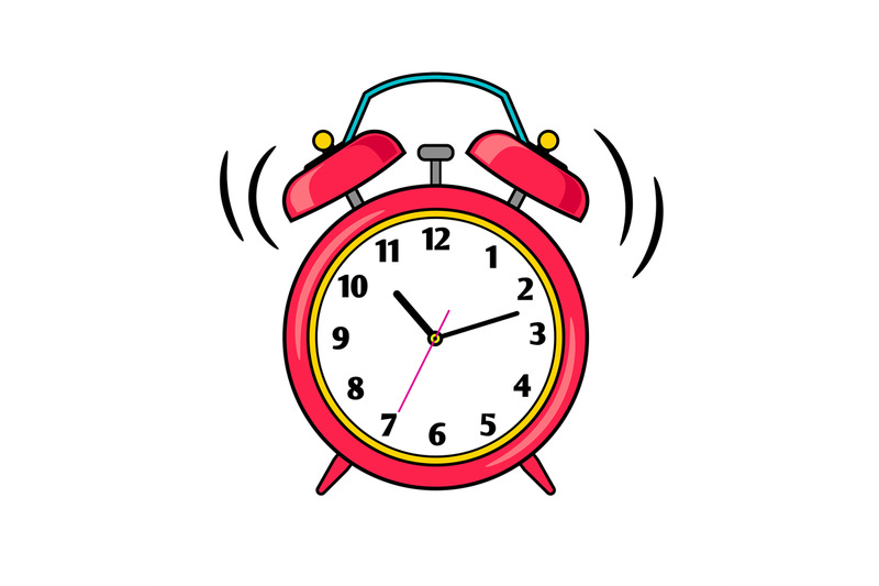 Cartoon red ringing alarm clock By SmartStartStocker | TheHungryJPEG.com