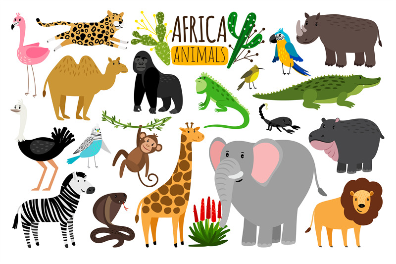 african-animals-various-wildlife-animals-of-africa-vector-monkey-or