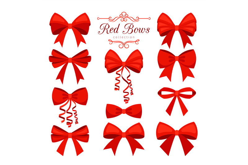 cartoon-red-bow-set