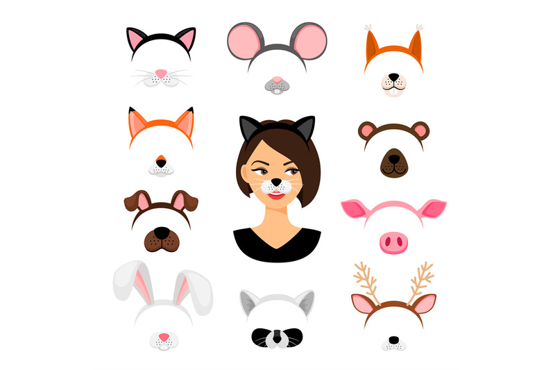 girls-animals-masks-set