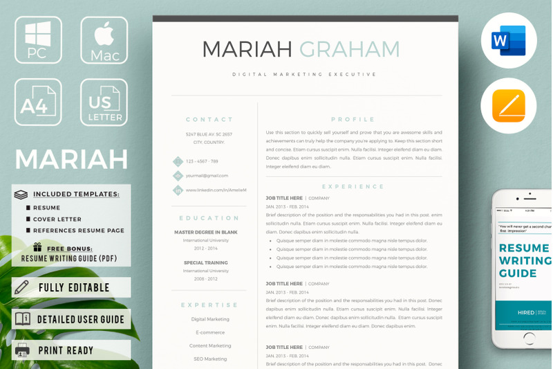 clean-amp-professional-resume-for-microsoft-word-amp-mac-pages-letter