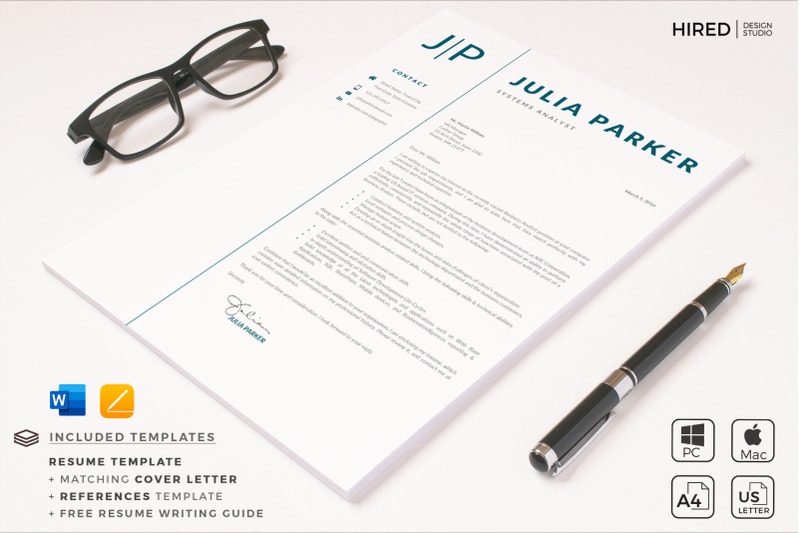 professional-resume-for-apple-pages-or-ms-word-matching-cover-letter