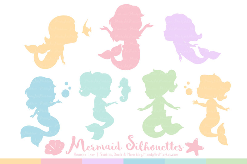 sweet-mermaid-silhouettes-vector-clipart-in-pastel