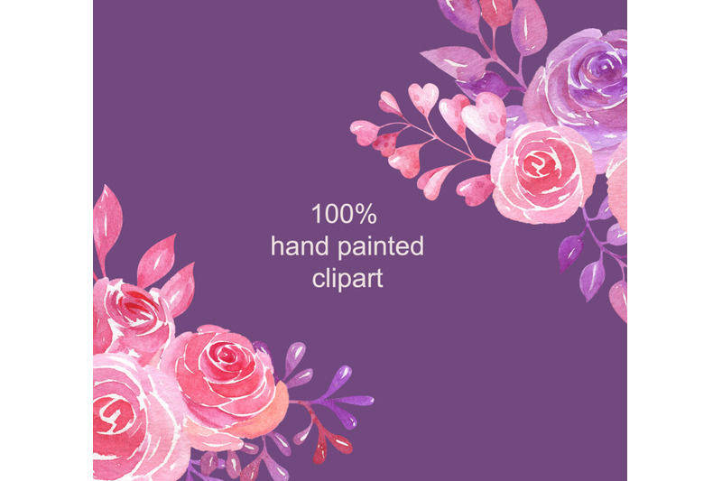 watercolor-clipart-with-purple-and-pink-roses-decor-for-valentine-039-s-d