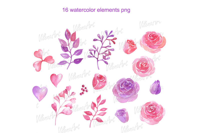 watercolor-clipart-with-purple-and-pink-roses-decor-for-valentine-039-s-d