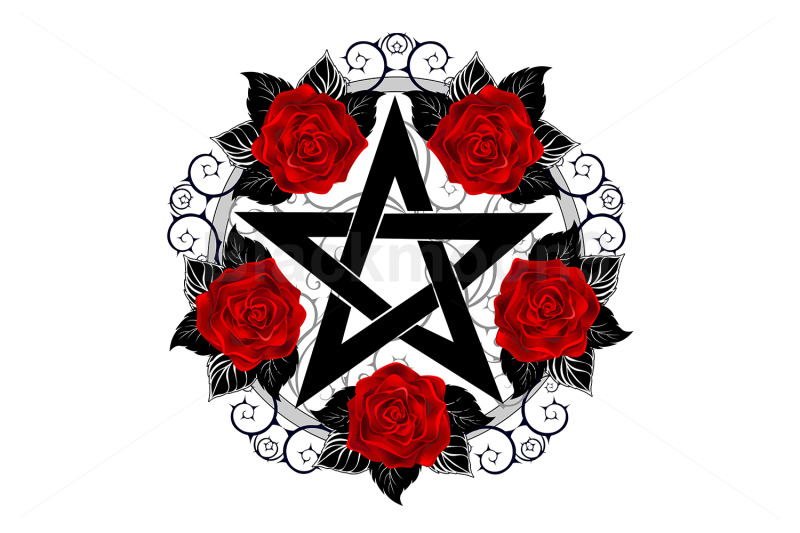 pentagram-with-red-roses