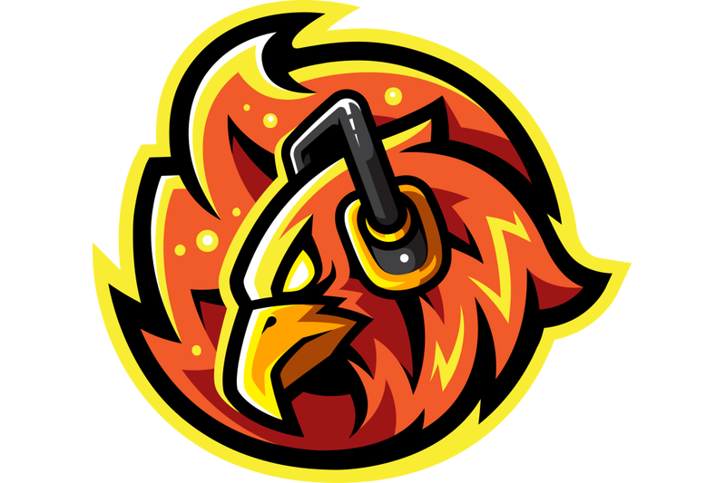 phoenix-head-esport-logo-with-headphones