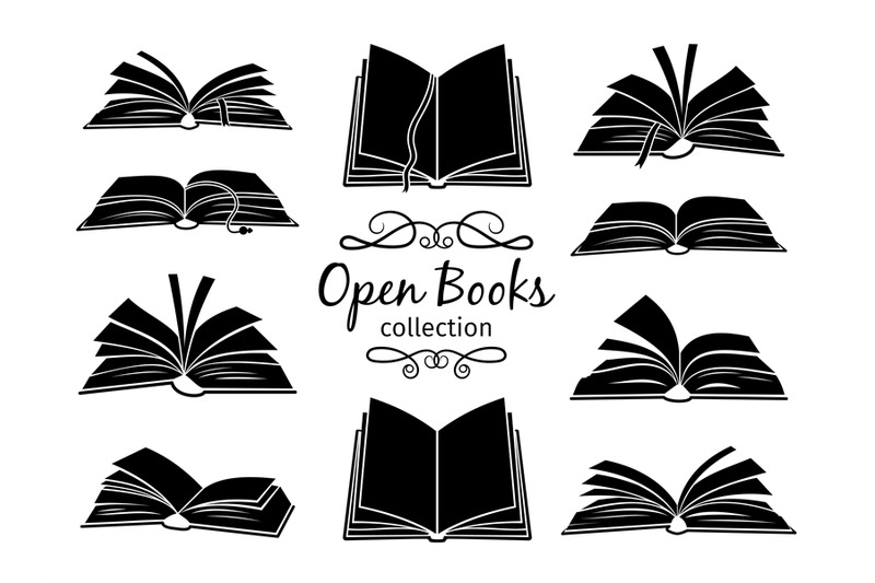 open-books-black-silhouettes