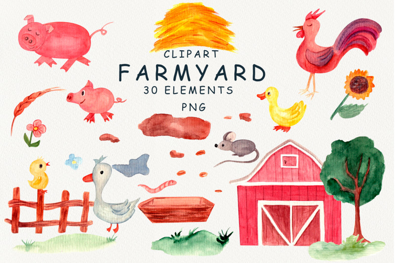 farm-yard-watercolor-clipart