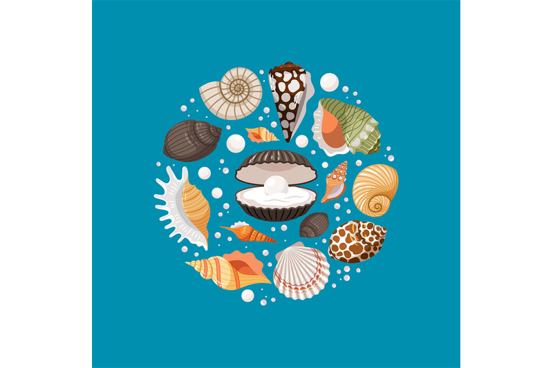 cartoon-sea-shells-round-banner-design