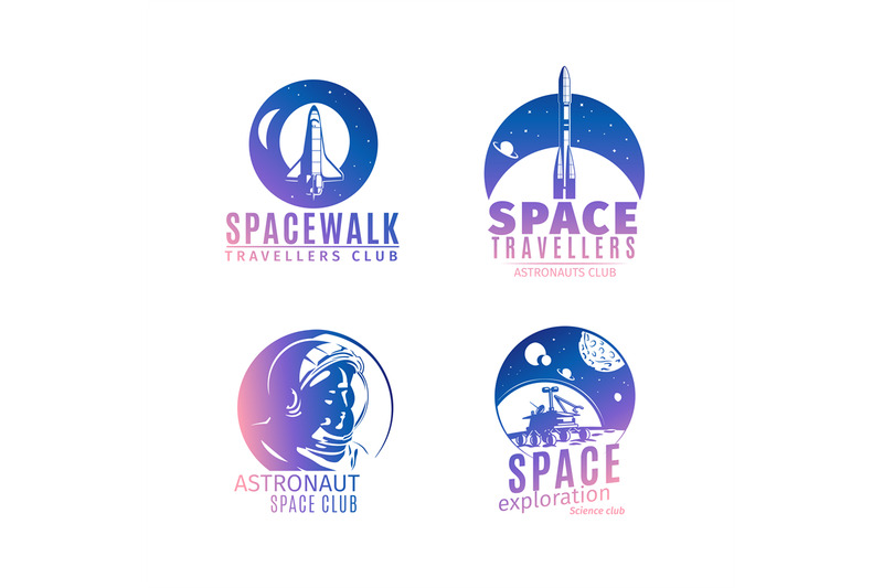 colorful-retro-style-space-logo-set
