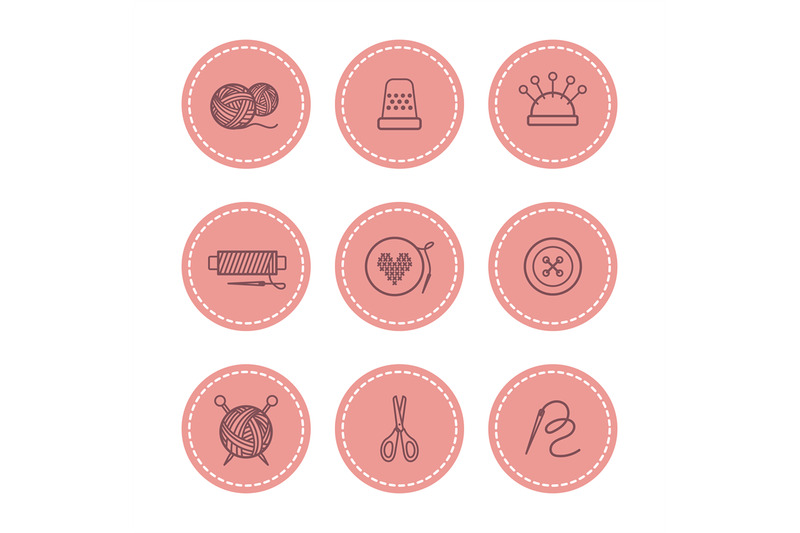 handmade-and-sewing-badges-set-vector-illustration