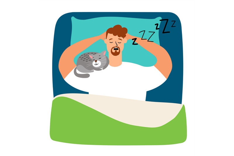 man-sleeping-in-bed-with-cat