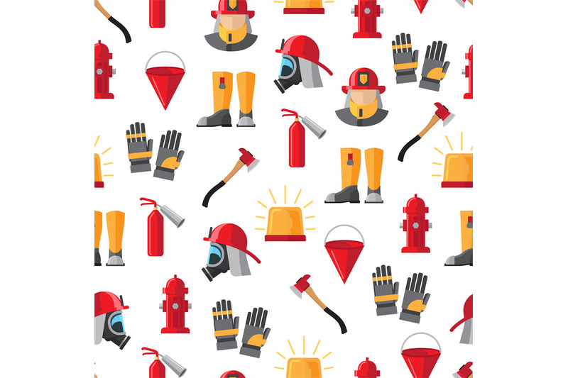 firefighter-icons-seamless-pattern-vector-illustration-on-white
