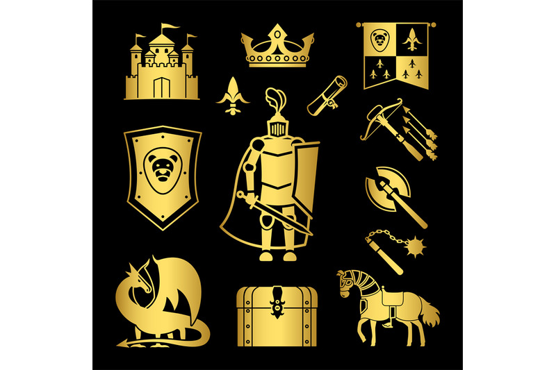 knighthood-in-middle-ages-icons-vector-illustration