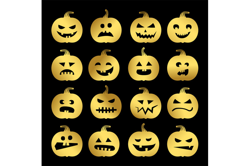 gold-halloween-pumpkins-set