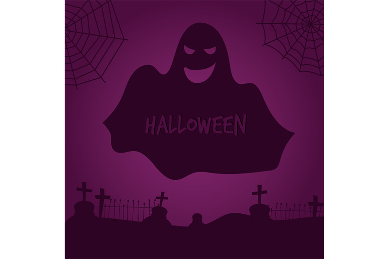 ghost-silhouette-halloween-background-with-ghost-vector-illustration