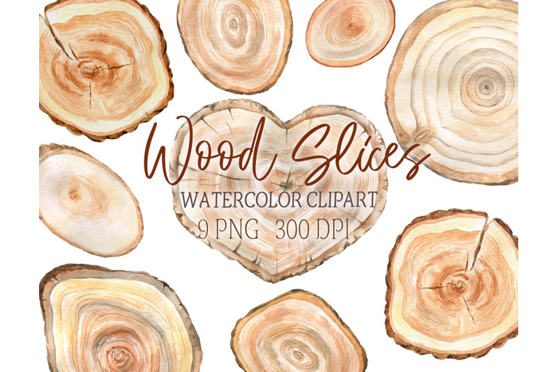 watercolor-wood-slice-clipart-rustic-sign-slices-clip-art-rustic-tree
