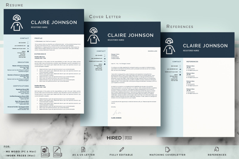 nurse-resume-matching-cover-letter-format-amp-references-page-medical