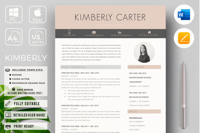 student-new-graduate-resume-cv-modern-cv-and-cover-letter-with-tips