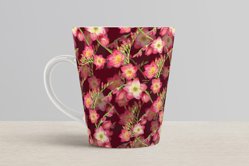 red-flowers-freesia-seamless-pattern-watercolor