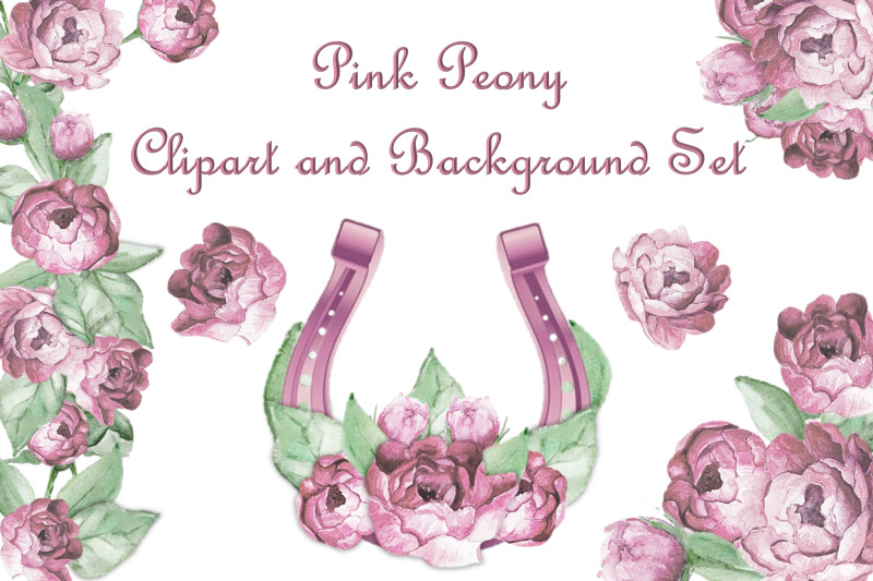 pink-peony-watercolour-clipart-set-with-free-backgrounds