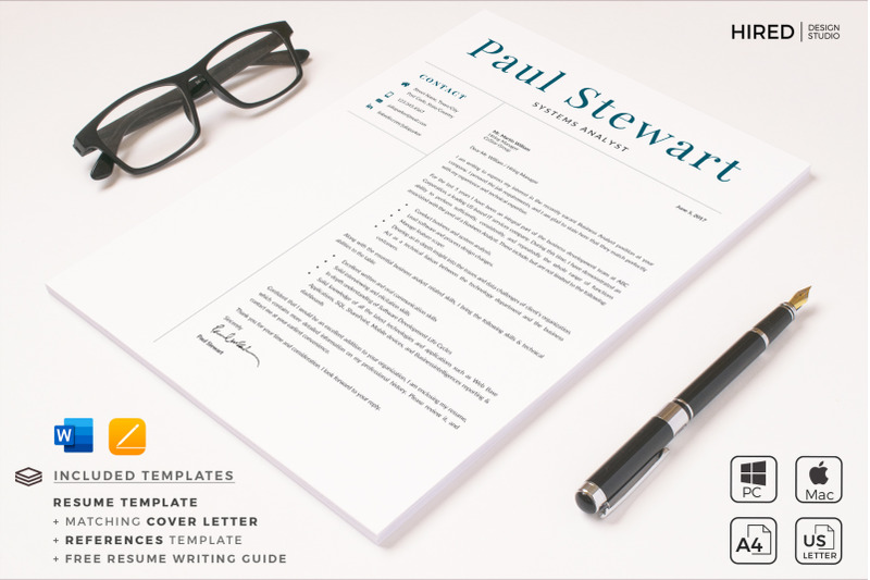 professional-cover-letter-and-2-column-resume-with-references-page