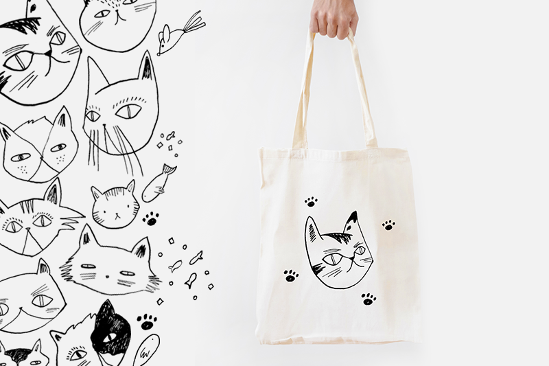 hand-draw-cute-cats-elements