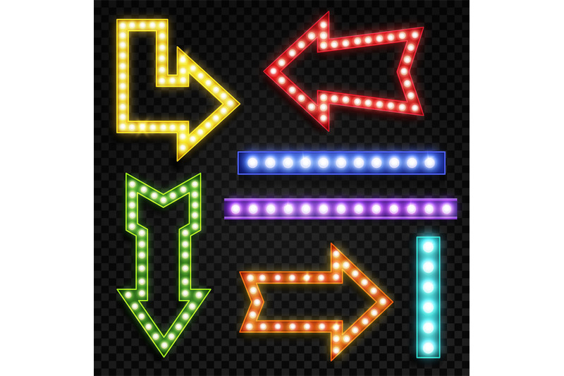 arrows-with-bulb-lamps-retro-signpost-with-blue-red-and-yellow-light