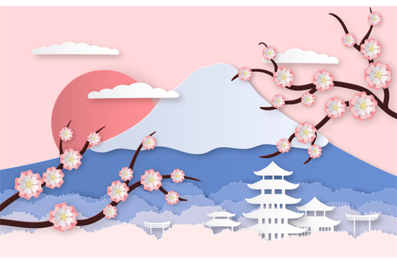 paper-sakura-panorama-landscape-with-japanese-trees-garden-flowers-a