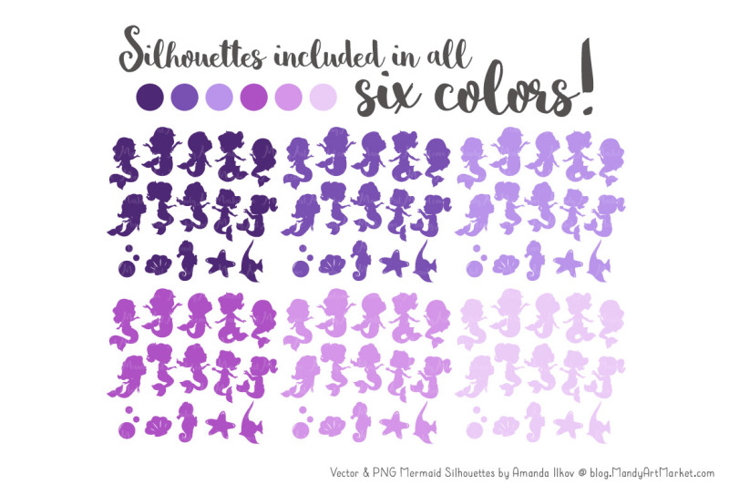 sweet-mermaid-silhouettes-vector-clipart-in-shades-of-purple