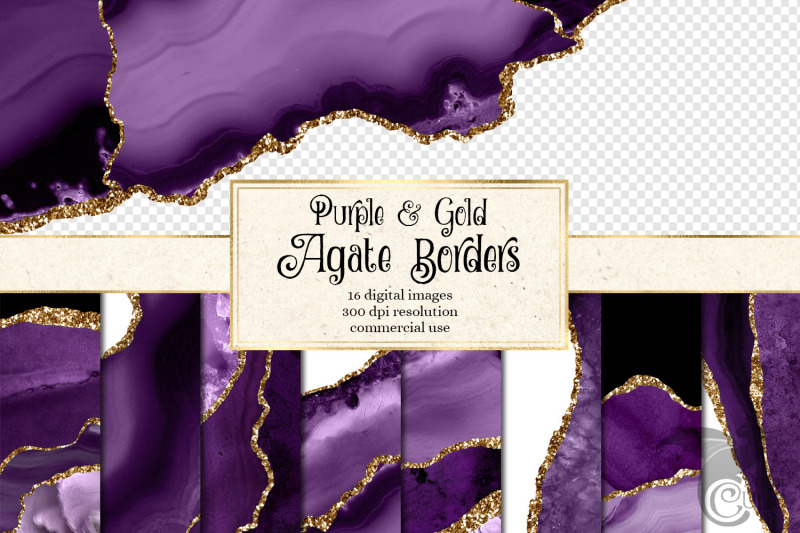 purple-and-gold-agate-border-overlays