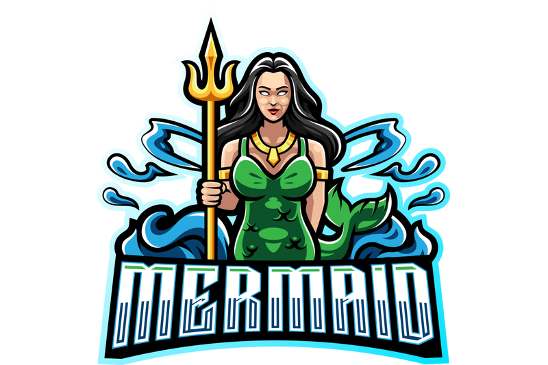 mermaid-holding-a-trident-esport-mascot-logo