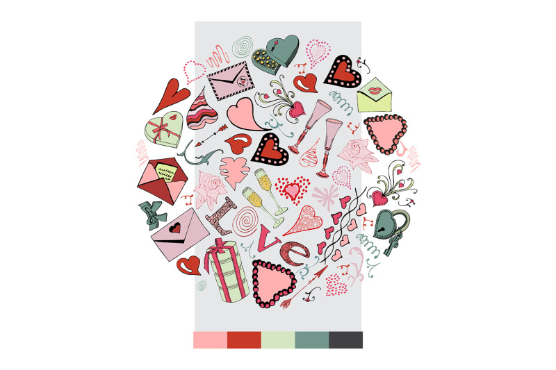 templates-with-hand-drawn-color-elements-of-symbols-of-love